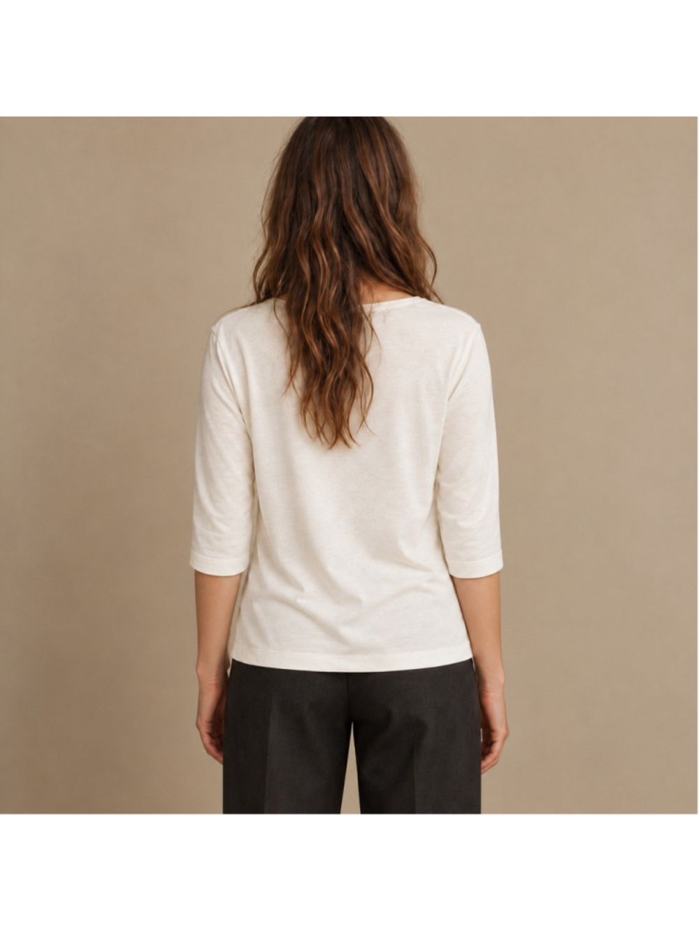 St. John Ivory Split Neck 3/4 Sleeve Knit Top Sz S NWT - Picture 2 of 10